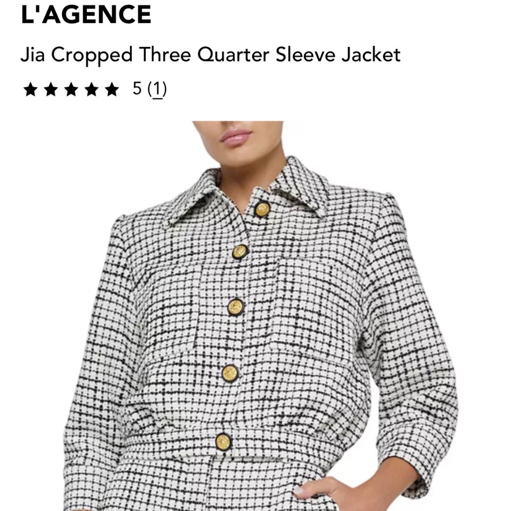 L’agence 3/4 length sleeve tweed blazer